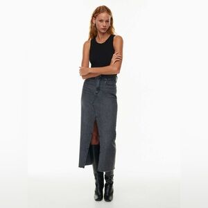 ARITZIA Denim Forum The '90s Vintage Maxi Jean Skirt Ozone Black Size 27 Raw Hem